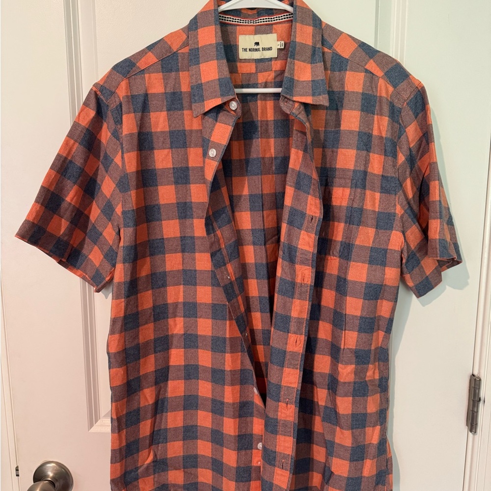 The Normal Brand Orange and Gray Casual Button Down
